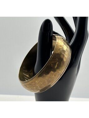 Vintage Hammered Wide Brass Bangle Cuff Bracelet Chunky and Ethnic Made in India